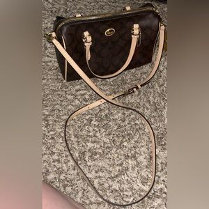 Dark brown Coach bag (shoulder/crossbody style)